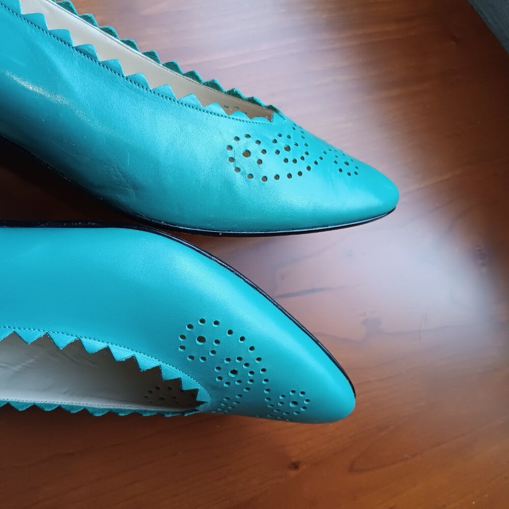 Women's Turquoise Almond Toe Low Heel Ballet by VANELI - Picture 9 of 14